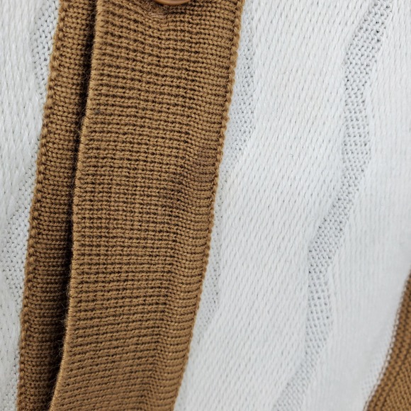 Stacy Adams 3XL Brown Tan Striped Button Front Knit Polo Sweater Short Sleeve - Picture 6 of 8